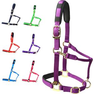 T TEKE Adjustable Horse Halters by Heavy Duty Soft Nylon, Padded with Anti-rubbing Waffle Neoprene on Both Crown & Nose (Purple), Size: Full (L)