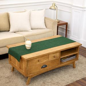 Solino Home Linen Table Runner 48 Inches - 100% Pure Linen Forest Green Table Runner 14 x 48 Inch Ideal for Dresser and Coffee Tables - Athena