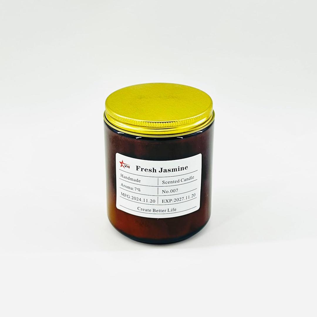 VKI Fresh Jasmine Natural Soy Wax,Handcrafted Aromatherapy Candle,Premium Scented Candles for Women,Long-Lasting Hours Burn,Gift for Birthdays,Anniversaries,and Special Occasions