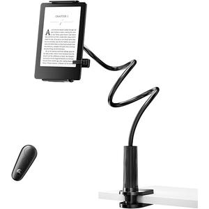 HIGPTWIREL Kindle Holder with Remote Page Turner,Reading Stand for Bed, Desk with Clicker, for Kindle Paperwhite, Oasis, iPad, iPhone and More, Black Page Turner