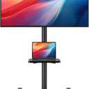 Mobile TV Floor Stand for 13-50 inch LCD LED Flat/Curved Panel Screen TVs up to 44 lbs, Height Adjustable TV Stand Mount with Tilt VESA 200x200, Portable TV Stand with Shelf HT2007BM