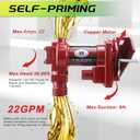 12V Fuel Transfer Pump w/Manual Nozzle, 20 GPM High Flow DC Diesel Transfer Pump, Gas Heavy Duty Transfer Pump with Filter for Gasoline, Diesel, Kerosene, Biodiesel and More