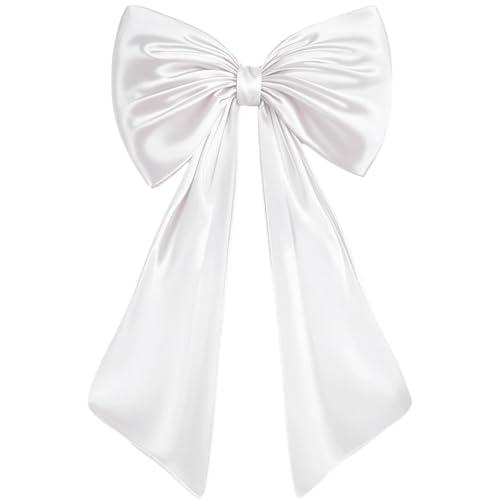 JUICYRAUL 23x35 Inch Large White Satin Bow,Giant Ribbon Tie for Coquette Room, Xmas Tree, Birthday, Graduation, Wedding Proposal & Baby Shower Decor
