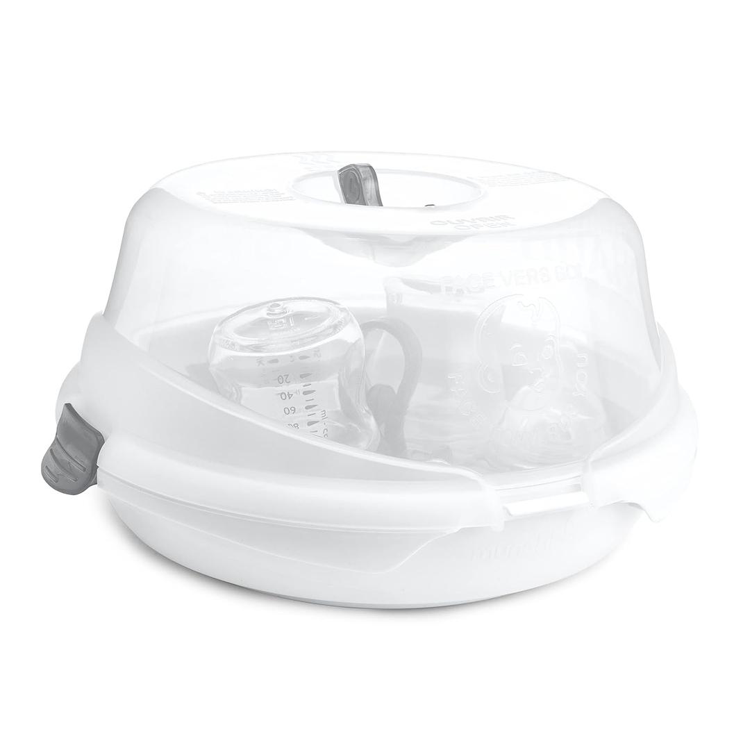 Munchkin Steam Microwave Bottle Sterilizer, White (12.5x11.3x6.7 Inch (Pack of 1))