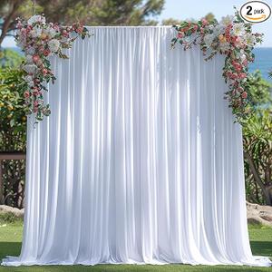 10x10ft Wrinkle Free White Backdrop Curtain for Parties Soft Fabric Drapes Wedding White Curtain Backdrop for Birthday Party Decorations Background for Photography 5x10ft, 2 Panels