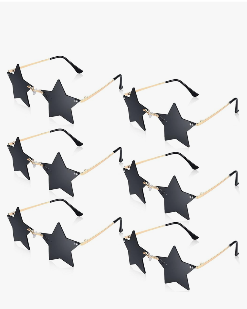 Konohan 6 Pairs Rimless Star Shape Sunglasses Disco Glasses Pentagram Sun Glasses for Halloween Bar Party Supplies Night Club