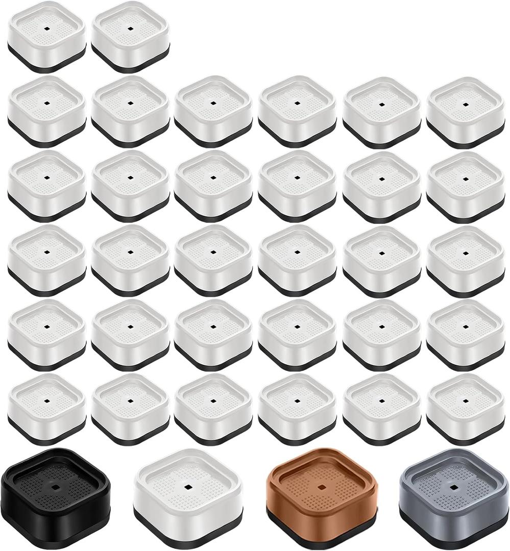 shouwuhho 32 Pack Furniture Risers Adjustable Bed Risers Heavy Duty Lifts Height 1", Square Stackable Bed Risers 1, 2 or 3 Inch for Desk Leg Table Couch Sofa Chair Bed Frame Legs Dorm, White