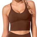 XUNYU Women Longline Sports Bra Workout Tank Tops Strappy Criss Cross Crop Fitness Gym Yoga Running Shirts (Large)