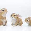JORAE Bunny Statues Garden Decorations Set of 3 Outdoor Easter Rabbit Figurines for Yard Home Decor Table Animal Sculptures Indoor, Polyresin, Brown