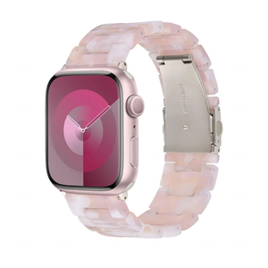 V-MORO Resin Bands Compatible with Apple Watch Series 11/10/9/8/7 Band 45mm 46mm Starlight Buckle Lightweight Fashion Cute Fancy Strap Bracelet for iwatch Series SE/6/5/4/3/2/1(Floral Pink,42/44/45/46/49mm)