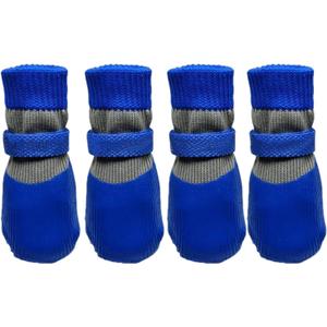 4Pcs Dog Boots, Dogs Rainboots Waterproof Shoes Breathable Socks, Adjustable Pets Paw Covers with Anti-Slip Sole, Pet Protect Paws for Small Medium Dogs (Blue, S)