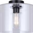 Canarm Sklo 1 Light Minimalist Flush Mount with Matte Black Finish and Clear Glass Shade, Modern Light Fixture for Bedrooms, Living Areas, and Hallways