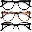GIBLOGO Reading Glasses for Women/Men Eye Glasses Blue Light Reading Glasses Cheaters Eyeglasses (Black + Leopard + Black/Clear)
