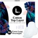 L. Ultra Thin Pads for Women, Overnight Absorbency, Organic Cotton Top Layer, Unscented Pads with Wings, 96 CT