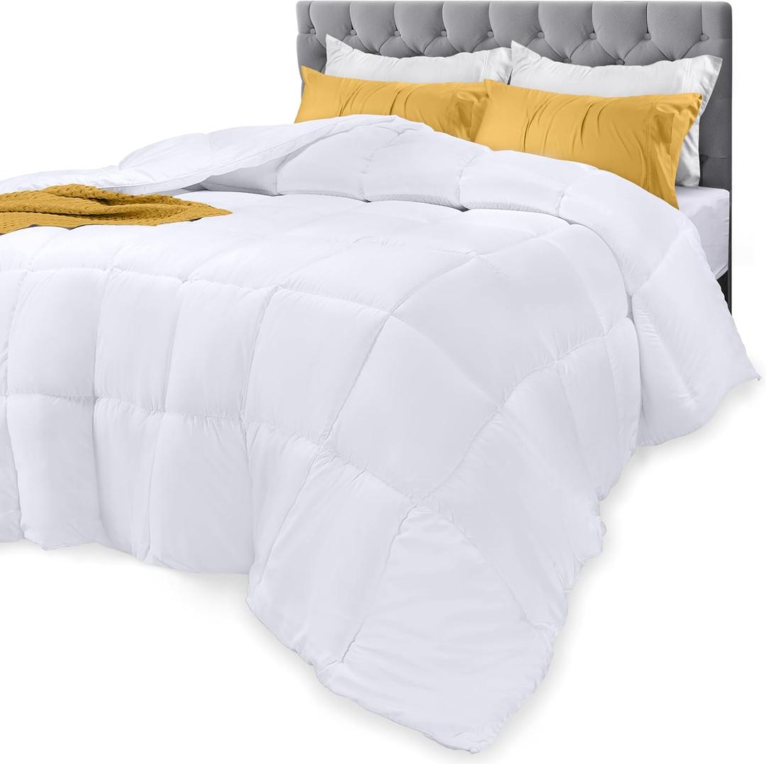 Utopia Bedding Comforters Full Size, All Season Duvet Insert, Down Alternative Box Stitched Bed Comforter with Corner Tabs, Machine Washable (White) (Full (Pack of 1))