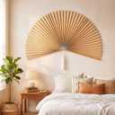 Yalikop 1 Pc 60" Boho Wall Fan Decor, Oversized Paper Fan, Japanese Asian Wall Art, Farmhouse Decor for Bedroom, Living Room(Beige)