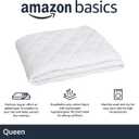 Amazon Basics Hypoallergenic Quilted Plush and Breathable Mattress Topper Pad, 18 Inches Deep, Padded, Washable, Queen, White