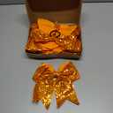 12 Pcs Large Glitter Cheer Bows Ponytail Holder Girls Elastic Hair Ties 8" Big Hair Bows Sports Cheerleaders Accessories for Teens Women Cheerleader Girls (Orange)