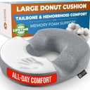 5 STARS UNITED Donut Pillow Hemorrhoid Tailbone Cushion  Large Floor Cushion for Pain Relief  Coccyx, Prostate, Sciatica, Pelvic Floor, Pressure Sores, Pregnancy, Postpartum Recovery, Gray