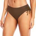 Daci Women Mid Waist Bikini Bottoms - Full Coverage Swim Bathing Suit Bottom Side Tied Swimsuit Bottoms (Brown, L)