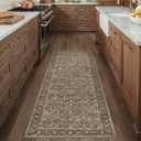 HUGEAR 2x6 Runner Rug Machine Washable Brown Hallway Area Rugs Indoor Accent Rugs Floral Mid Pile Carpet Distressed Soft Thicker Throw Rug Bedroom Office Dining Kitchen Laundry Non Slip