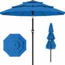 AreShark 9ft 3-Tier Patio Umbrellas, Outdoor Umbrella with 8 Sturdy Ribs UV Protection Windproof, Market Table Umbrella w/Push Button Tilt & Crank for Pool, Porch, Deck, Garden (Royal Blue)