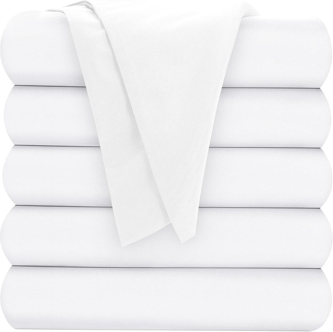 Oakias Full Flat Sheets White  Pack of 6 Top Sheets for Bed  Soft Brushed Microfiber Fabric  Shrinkage & Fade Resistant  Ideal for Hotels and Hospitals  Machine Washable