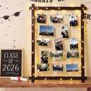 Cinnvoice 2 Set Graduation Photo Display Board with Lights 31'' x 23'' Freestanding Photo Display Board with Clips 2026 Grad Centerpiece Decor for Graduation Party Hanging Postcards Greeting Card