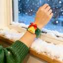 2 x 4 Pack Christmas Snap Bracelets - Festive Deer & Tree Design Elastic Wristbands forTenns Adults, Christmas Party Supplies, Stocking Stuffers Gift Bag Fillers