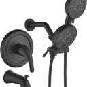 Taplong Shower Tub Faucet Set with Handheld Spray Dual Shower Faucet Set with Tub Spout Shower System Dual Shower Head and Handheld Combo Shower Trim Kit Rough-in Valve Included Matte Black,TP038