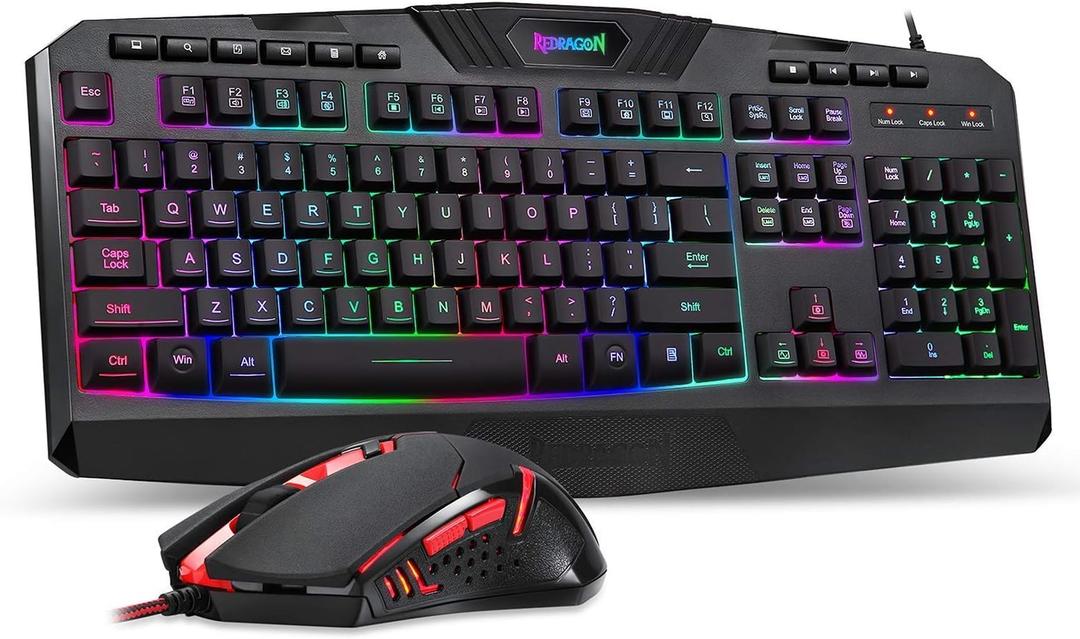 Redragon S101 Gaming Keyboard, M601 Mouse, RGB Backlit Gaming Keyboard, Programmable Backlit Mouse, Value Combo Set [New Version] (Black)