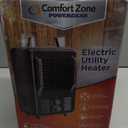 Comfort Zone 1500W Milkhouse Style Utility Space Heater Portable Workshop & Garage Electric Heater with Adjustable Thermostat, 2 Heat Settings & Fan All-Metal Housing & Safety Tip-Over Switch