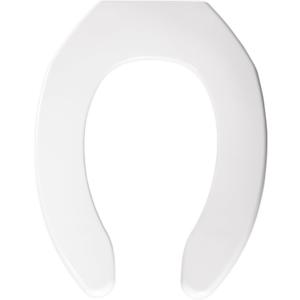 BEMIS 1055 Commercial Open Front Plastic Toilet Seat, Heavy Duty Industrial Seat without Lid for Long Lasting Use, Elongated, White
