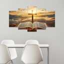 CCWACPP 5 Piece Christian Wall Art Bible Pictures Christ Spiritual Prints Cross Painting Canvas God Poster for Office Prayer Room Home Decor Framed (10"x16"x2 10"x20"x2 10"x24"x1)