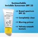 e.l.f. SKIN Suntouchable Invisible SPF 35 Sunscreen, Lightweight Gel for Under Makeup, Daily Face Sunscreen for Women, Vegan & Cruelty-Free