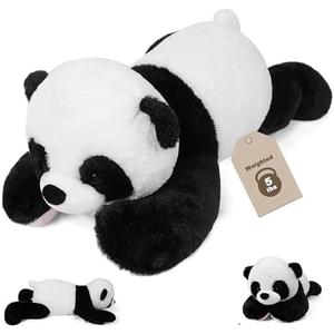 JellyMallow 5 lbs 24 inches Panda Weighted Stuffed Animals, Cuddly Weighted Panda Plush Pillow Giant Plushie Ideal Gift for Adults & Kids
