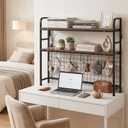 2-Tier Desktop Bookshelf Organizer, Dorm Desk Hutch with DIY Grid, 45.3 Inches