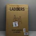 2 Step Lightweight Aluminum Folding Ladder, Portable Step Stool with Anti-Slip Pedals, 330 lbs Capacity for Home, Office, Kitchen White & Woodgrain