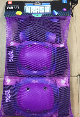 Krash Spacey Purple Elbow & Knee Pad Set Wrist Protectors BB4 8+