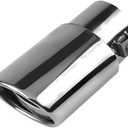 Stainless Steel Car Exhaust Tail Pipe Tip, 2.5" Inlet 3.3" Outlet Chrome-Plated Finish Tailpipe Exhaust Tip, Adjustable Car Modification Tail Throat Tail Pipe for Most Cars (Silver, Straight)