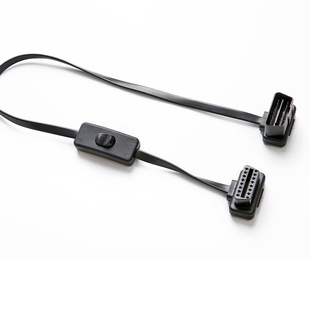 bbfly-A6 ODB II ODB2 Splitter Extension 16 Pin Extension Cable Adapter (with Switch)