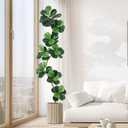 GarveeHome Fiddle Leaf Fig Artificial Tree with White Planter,7 ft Faux Plants Indoor with Moss, Fake Rubber Tall Fake Floor Plant in Pot - Artificial Trees for Home Office Living Room Decor