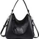 Realer Hobo Crossbody Bags for Women Designer Faux Leather Hobo Handbags Retro Large Size Shoulder Bag Bucket Purse (Large-15.2 inch, Black-gun Black Hardware15.2")