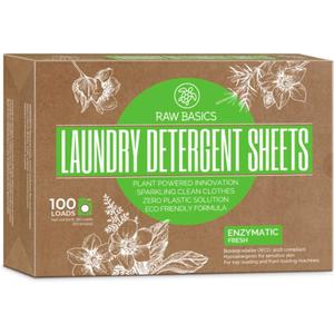 Laundry Detergent Sheets - Fresh Scent - Zero Waste, Plastic Free Natural Soap - Travel Size Essentials for Washing Clothes, 100 Loads