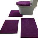 Madeals Bath Rug Set 4 Piece with Toilet Lid Cover and Rug Set Combo, Soft Shaggy, 3 Piece and U-Shaped Toilet Floor Rug Purpal