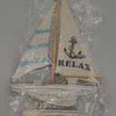 CoTa Global Aquarius Sailboat Decor - Large Handmade Wooden Boat Decor Cute Beach Style Model Sail Boat Decorations, Nautical Themed Table Top Decor