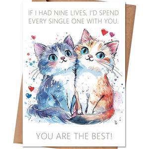 4 x Cat Valentines Day CardsCute Valentines Day Gifts for Her Him, Cat Valentines Day Card Gifts for Wife Husband Boyfriend Girlfriend (Greeting Card-118)