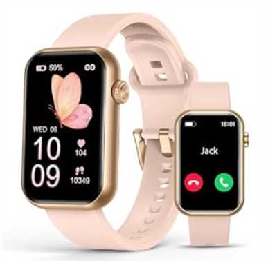 Smart Watch Fitness Tracker (Answer/ Make Call), 24/ 7 Heart Rate Spo2 Blood Pressure Monitor Sleep Tracker, 114 Sports Modes Pedometer Calorie Step Tracker, Waterproof Activity Tracker for Women + 2 Bands (Gold)