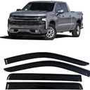 Rain Guards for Chevrolet Chevy Silverado 1500 Crew Cab Pickup Truck 2019-2023/ for GMC Sierra 1500 19-23 Crew Cab Windows Visor, Side Window Wind Deflectors, Smoke Tinted Black Tape-On Door Visors (For 2019-2023 Chevy Silverado/Sierra 1500 Crew Cab)