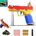 Building Block Toy Gun, Automatic Shell Ejecting Blaster with DIY Fun, Fits Most Building Brick Systems, Includes Figurines & Display Stand, Suitable for 14+